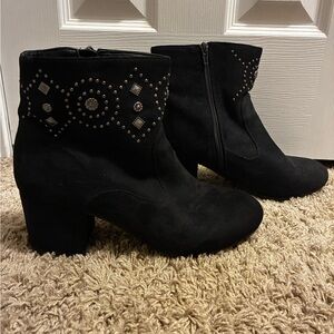 Cloudwalkers Black Embellished Ankle Boots